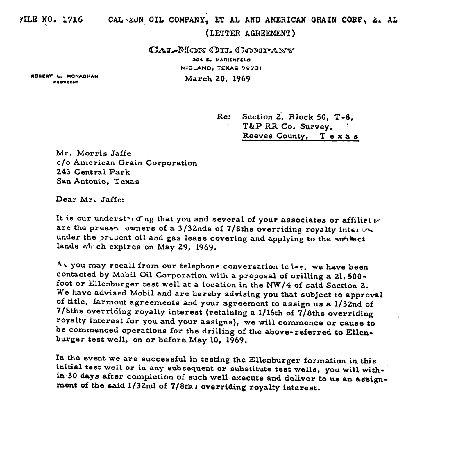 Cal Mon Oil Co - Recorded Letter (Doc #24666535)