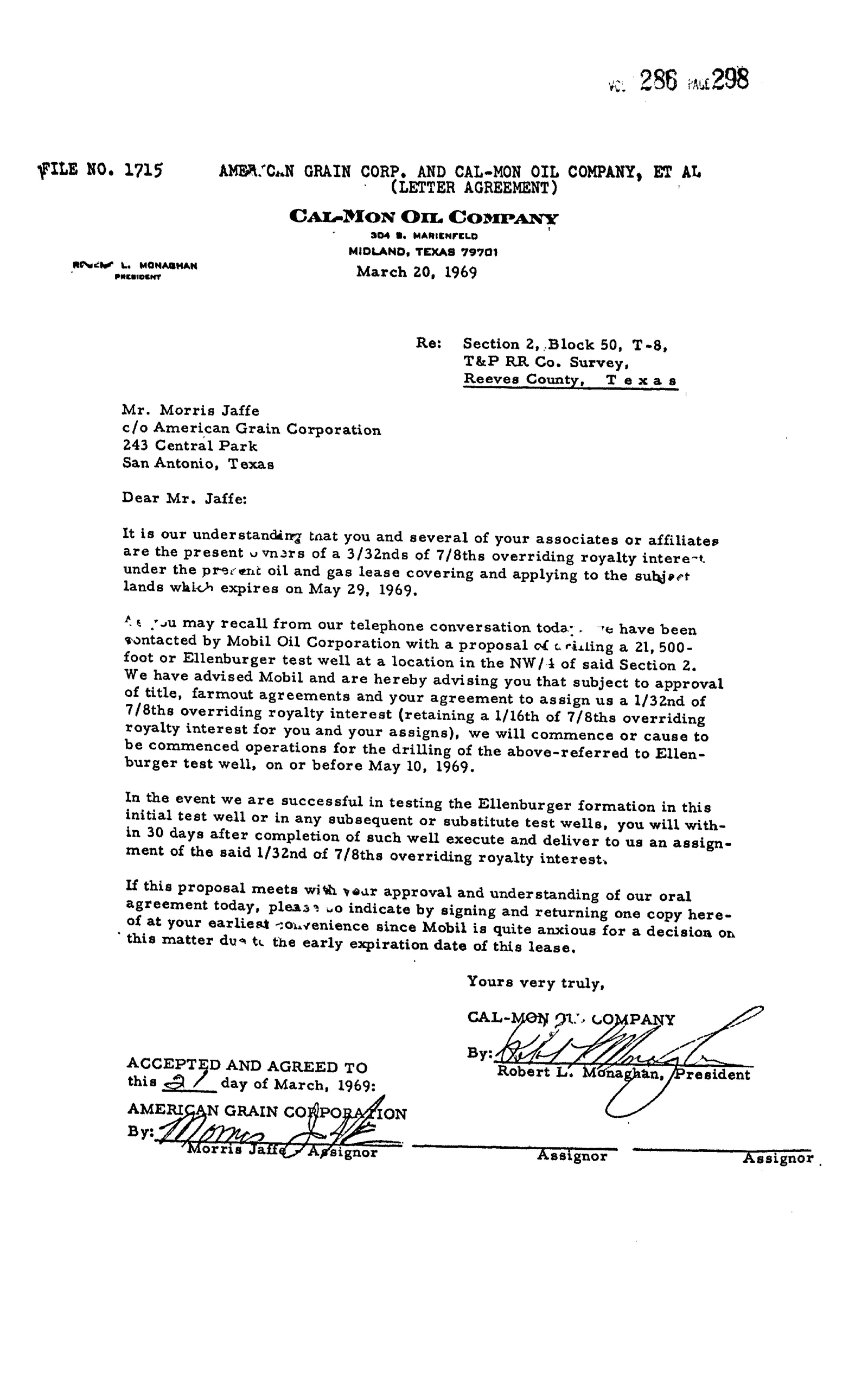 Cal Mon Oil Co - Recorded Letter (Doc #24672453)